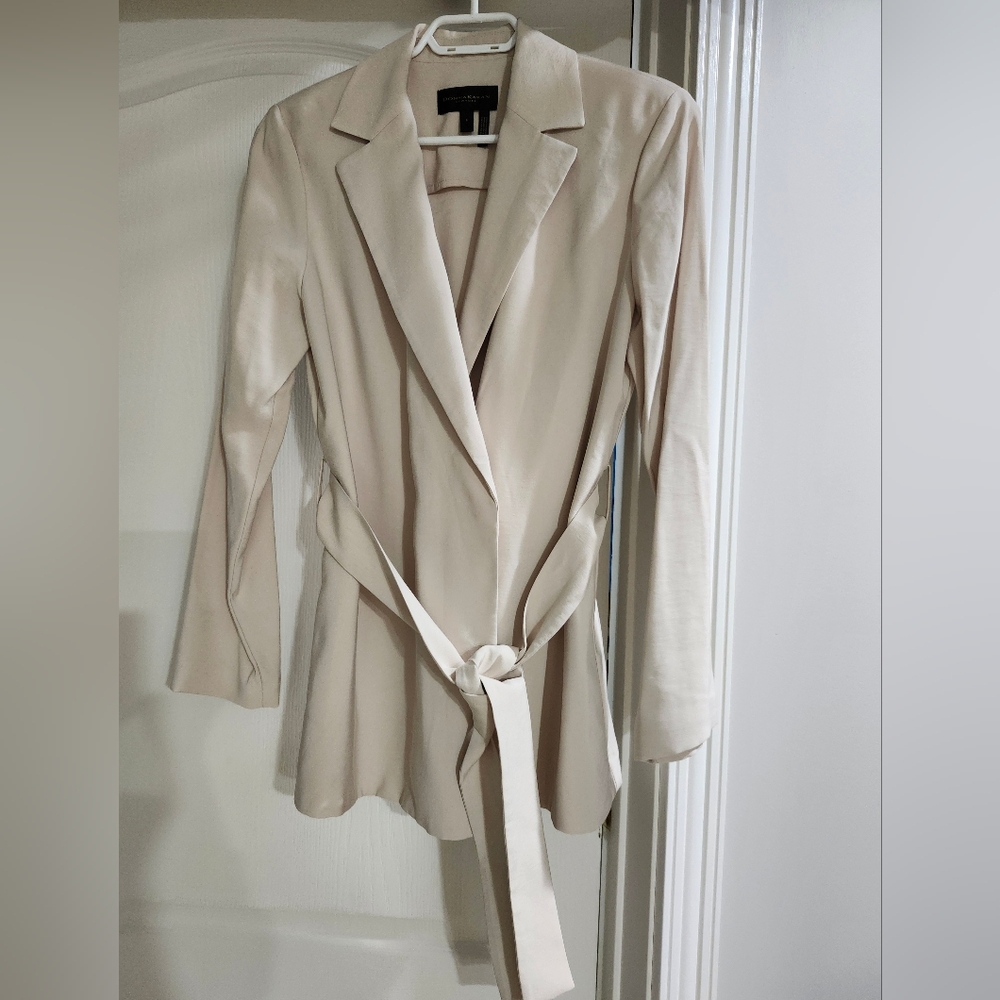 Elegant Cream Tie-Waist Blazer